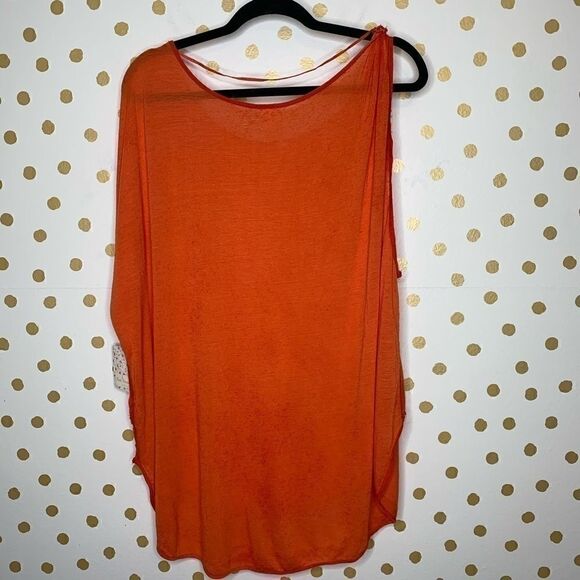 𝅺free People Pluto One Shoulder Tee Orange M - Picture 7 of 7